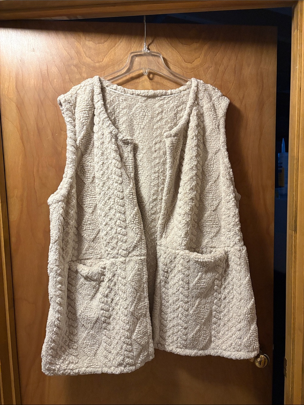 Cozy Cream Sherpa Open-Front Vest - Women Sweaters SHEIN 3X fits like US size 22